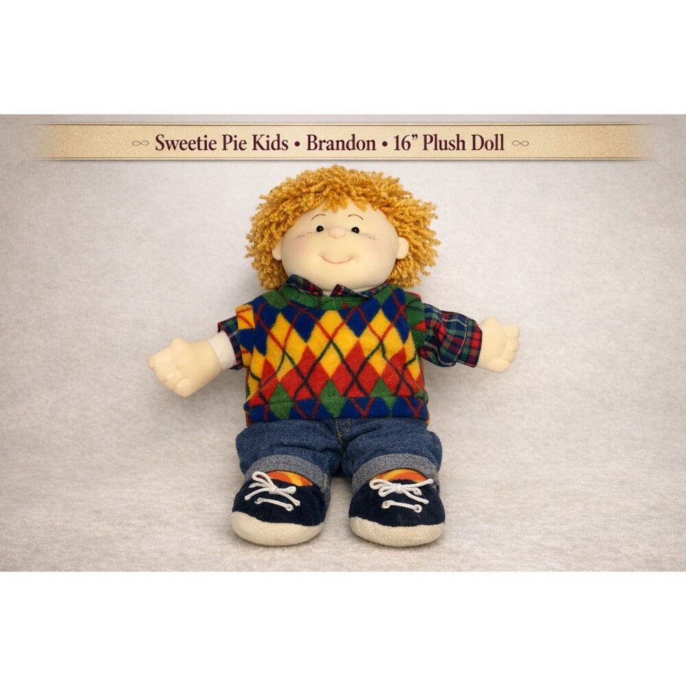 Sweetie Pie Kids Brandon 16" Plush Doll – Argyle Sweater – Vintage Soft Toy